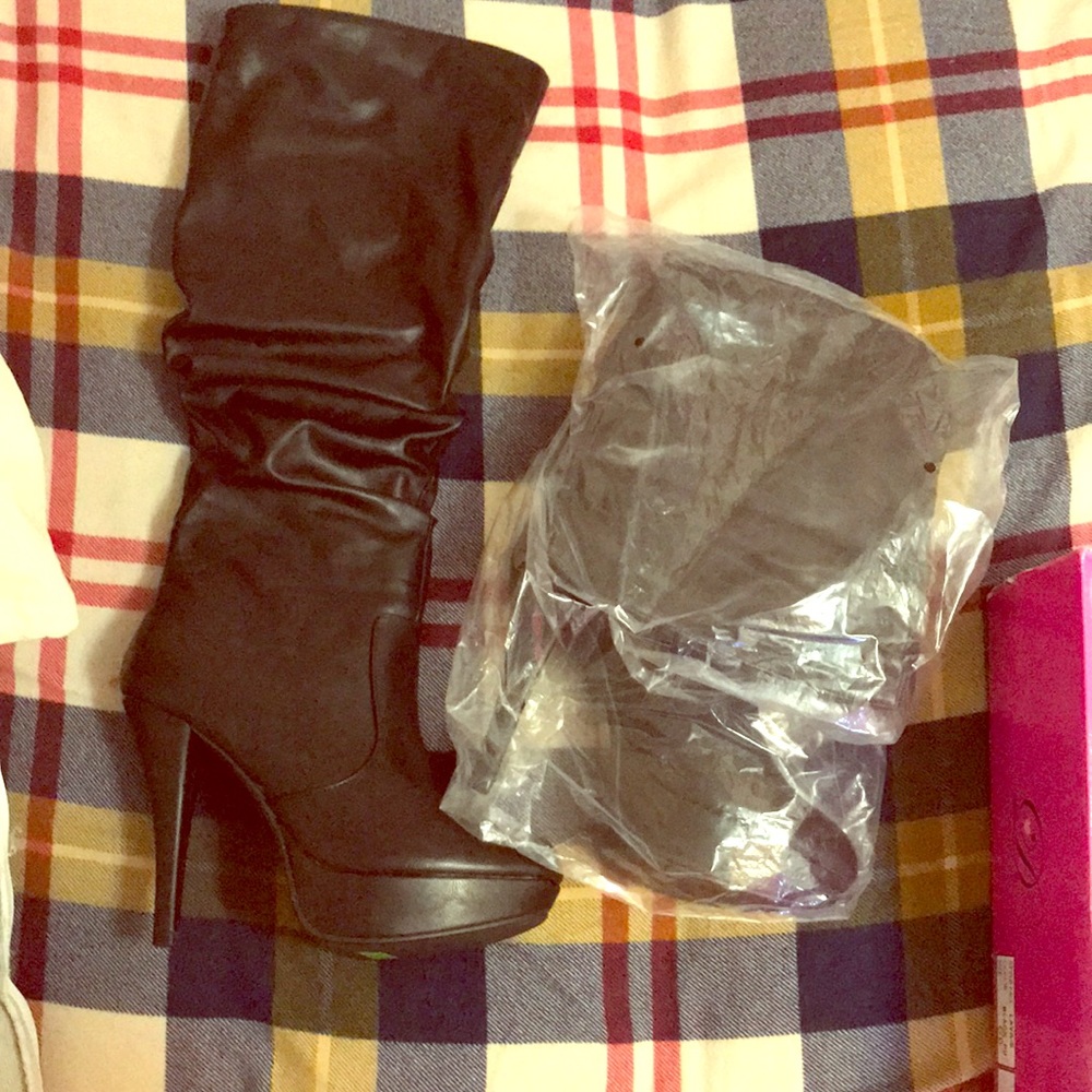 Black high heel boots